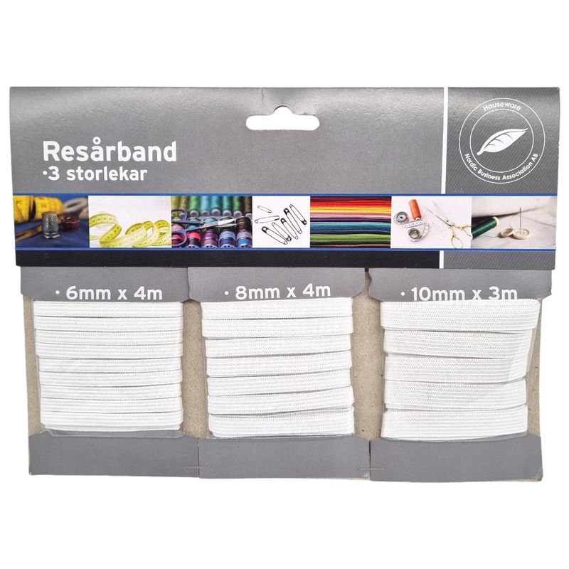Elastikkbånd 3 ulike størrelser