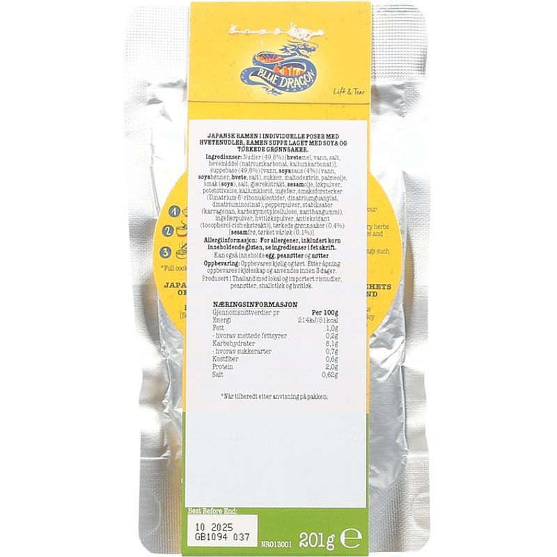 Datodeal | Ramen Noodle Kit 201g |Blue Dragon | Japansk nudelsuppe