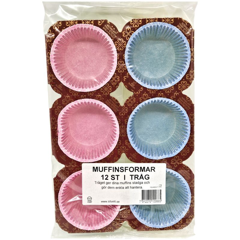 Muffinsformer fargemiks 12pk | Med dekorativ kant
