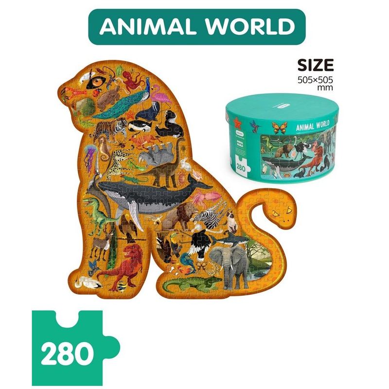 Puslespill Animal World 280 Biter I Gaveeske