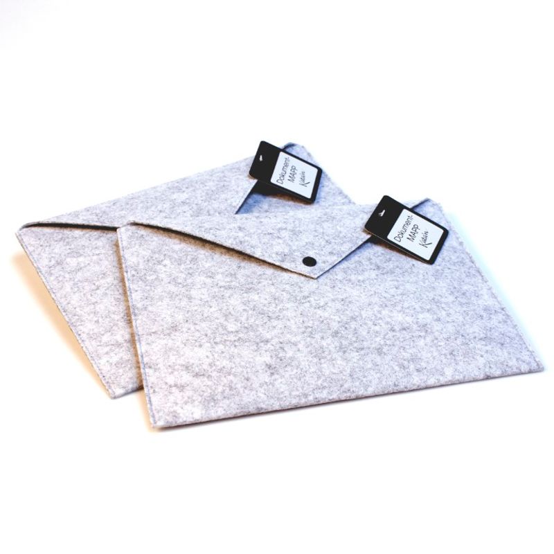 Dokumentmappe i Filt A4 | Praktisk meldemappe med knappelukking