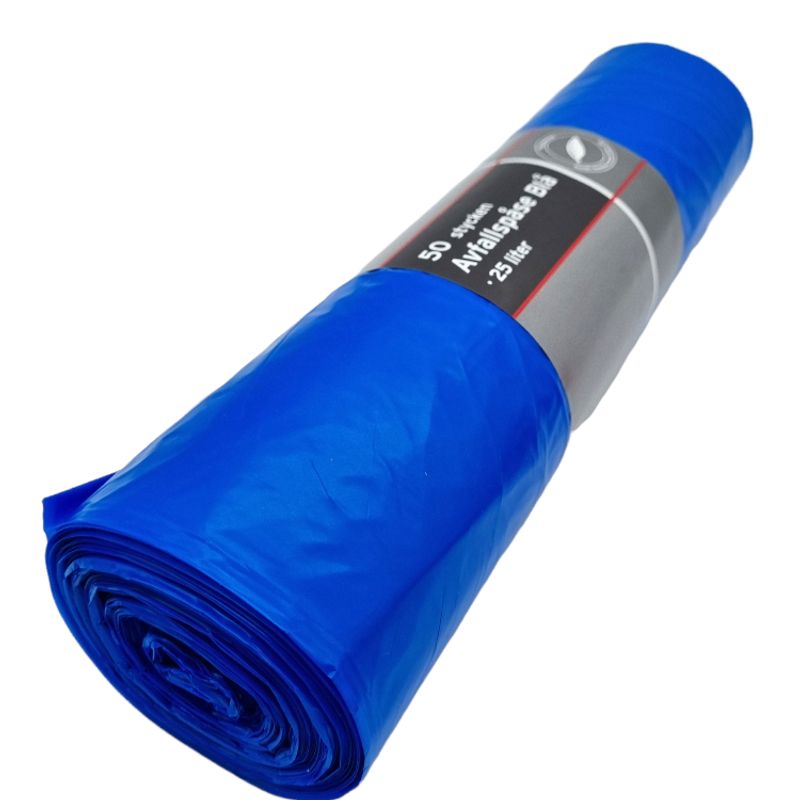 Avfallsposer Med Håndtak 25L 50pk Blå/Grønn/Rød