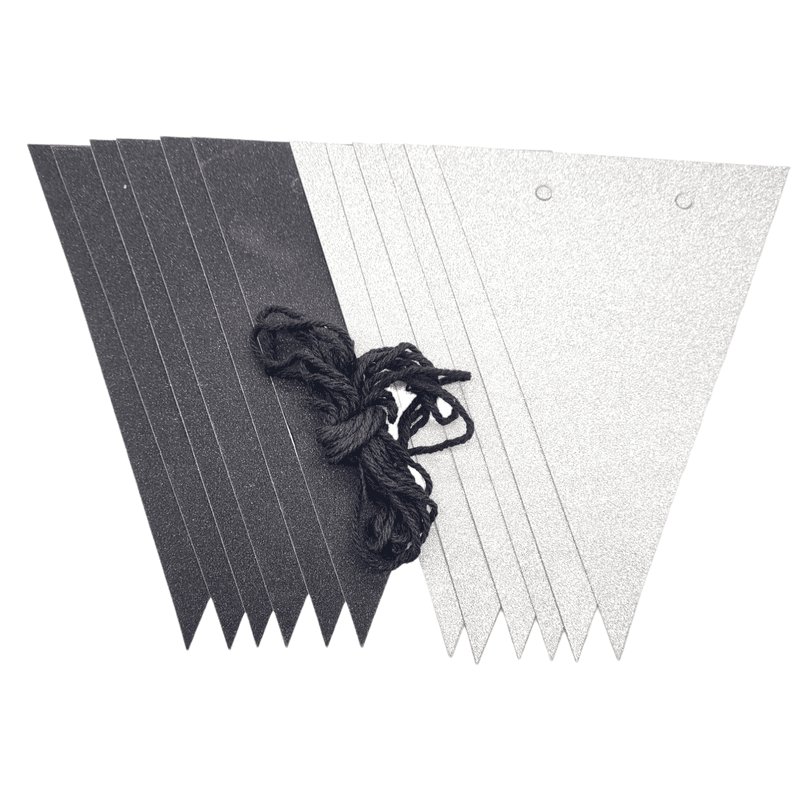 Partyvimpler 3m 12stk | Sort & Sølv Glitter