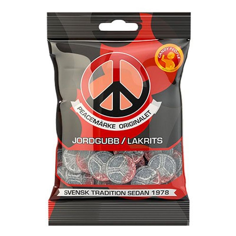 Peacemerke Jordbær/lakris 80g