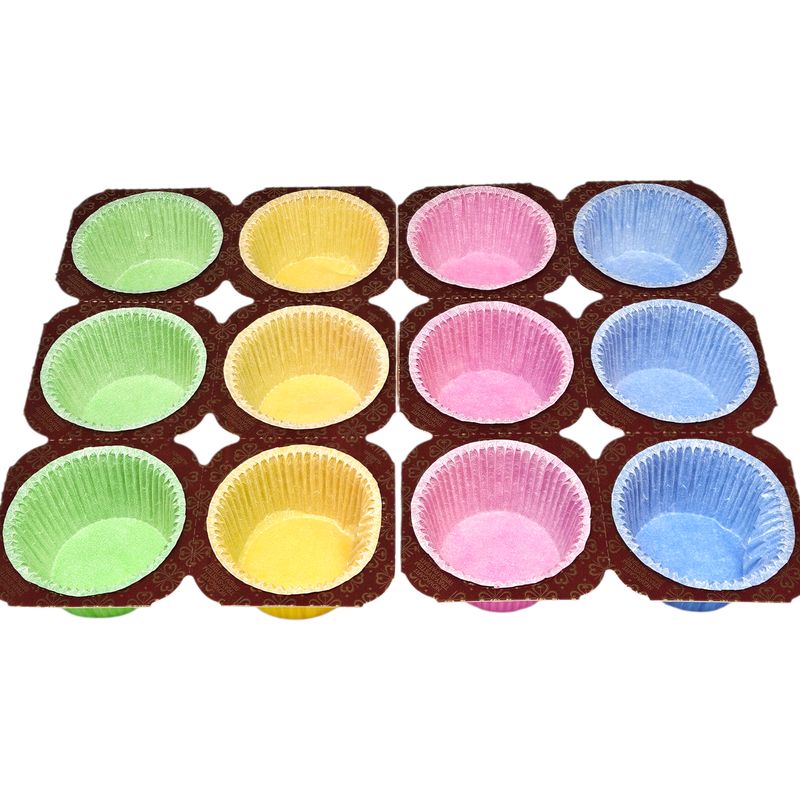 Muffinsformer fargemiks 12pk | Med dekorativ kant