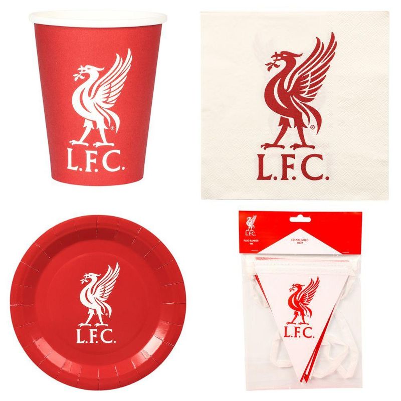 Liverpool Borddekking | Kopp, Tallerken, Serviett og Banner | Offisielt lisensiert