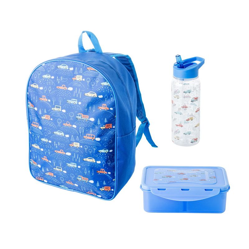 Sekk | Matboks | Flaske Blå Med Biler