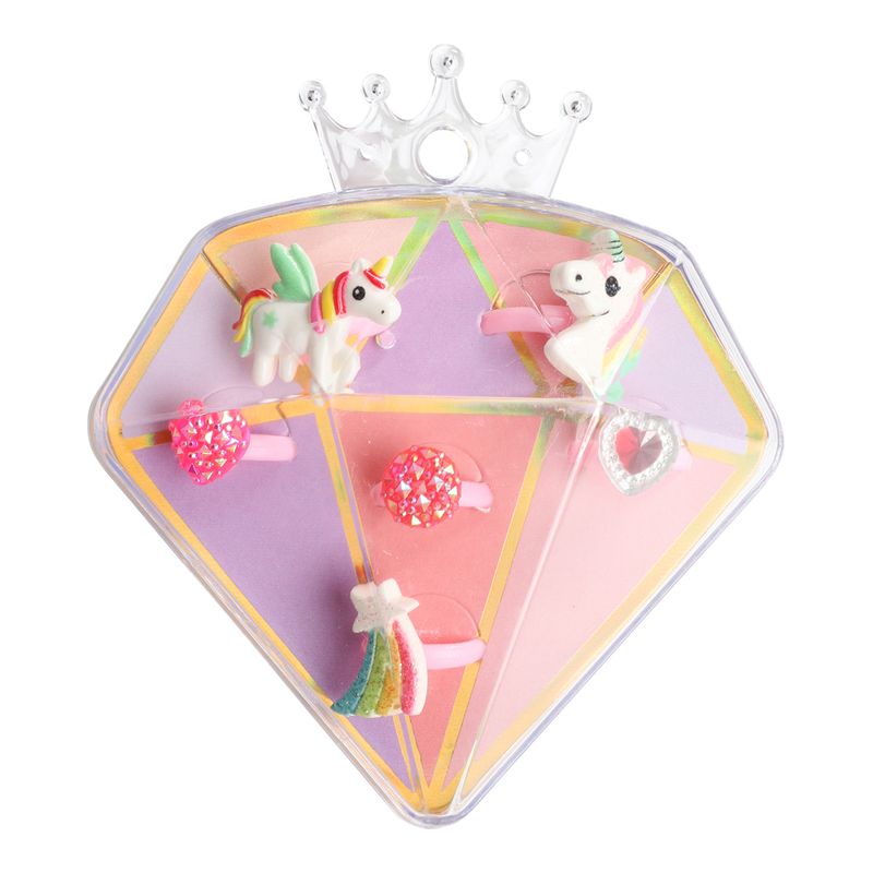 Ringsett med enhjørninger | 6 ringer i gaveboks