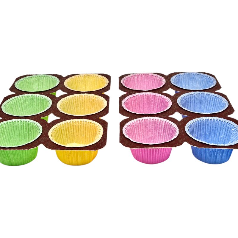 Muffinsformer fargemiks 12pk | Med dekorativ kant