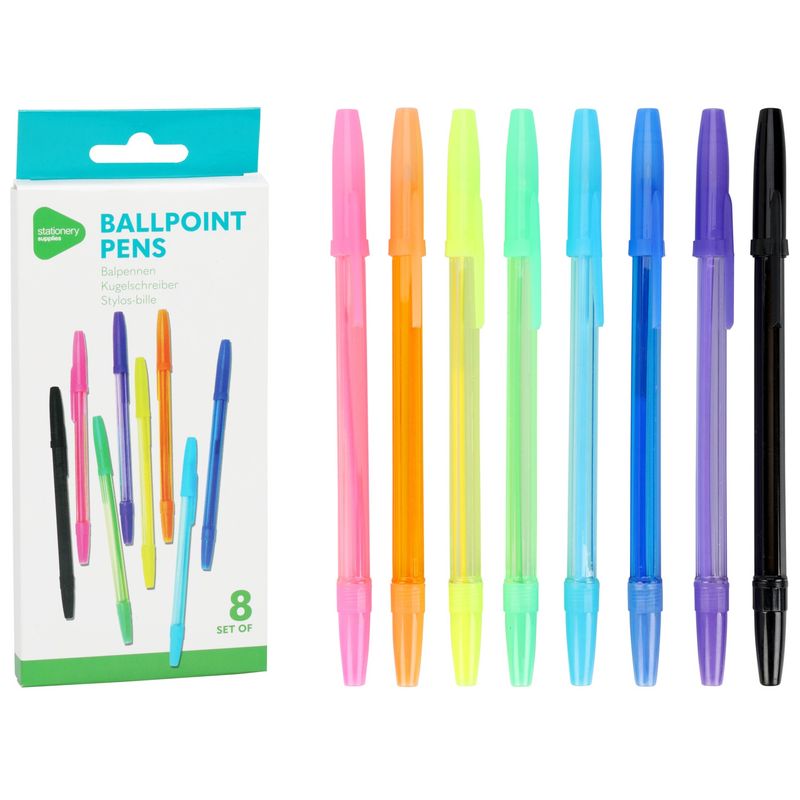 Kulepnner i ulik farge 8pk