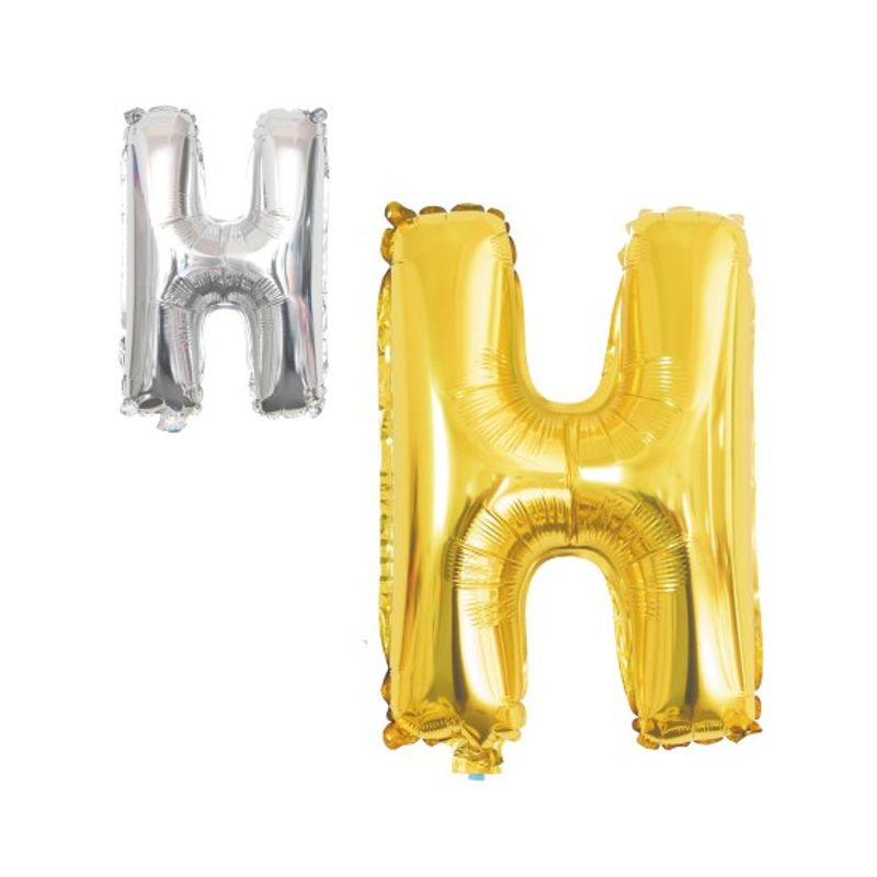 Tinka Folie Bokstavballong H - 41cm Gull & Sølv