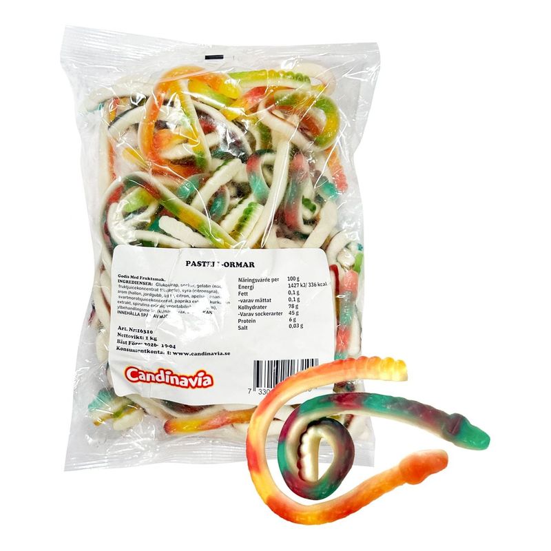 Pastellormar 1000g | Fargerike geléormer i storpakk