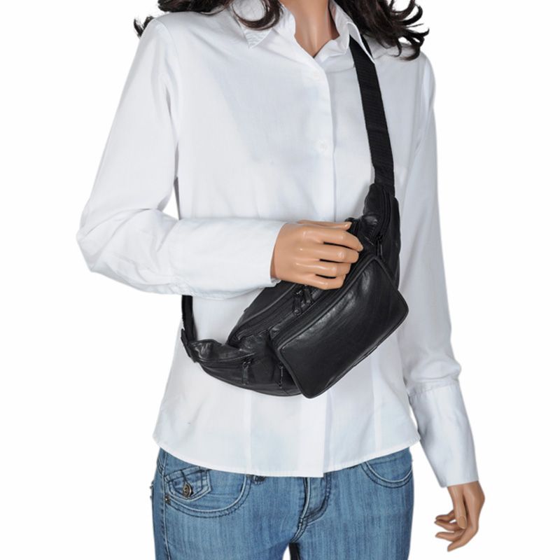 Duffy Sort Bum Bag i Lammeskinn | 1,2 L