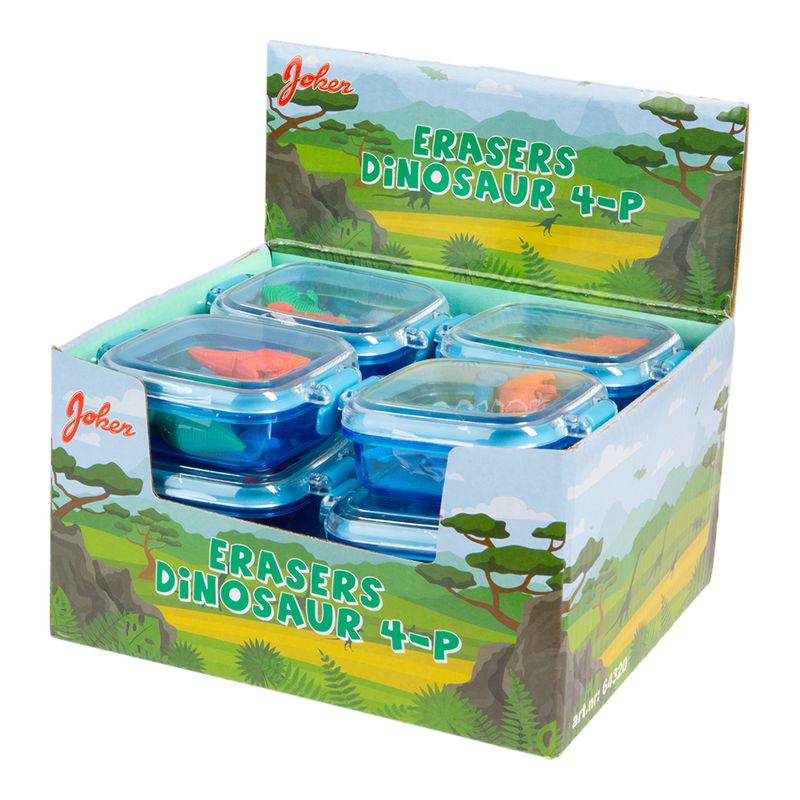 Viskelær dinosaur 4pk i boks