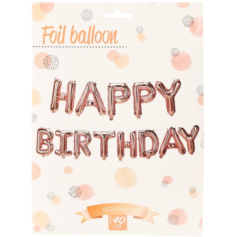 Folieballonger Happy Birthday Rosegull 40cm