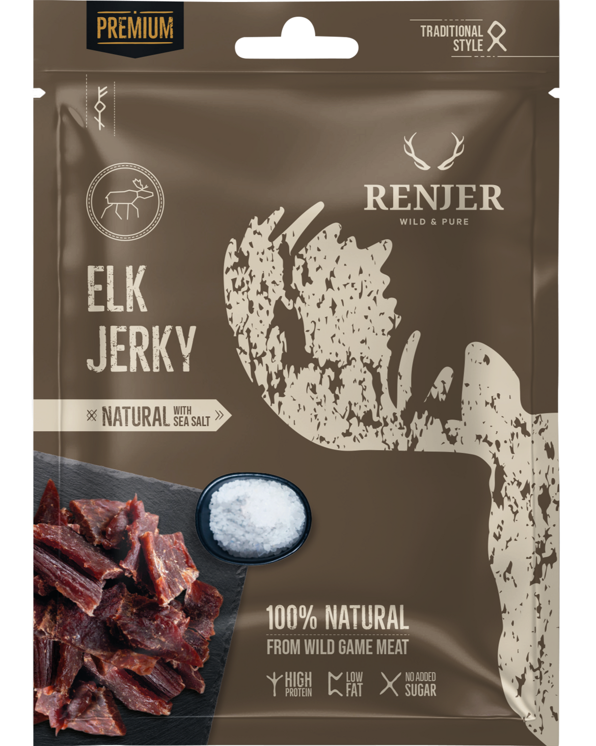 Renjer Elg Jerky med Sjøsalt 25g