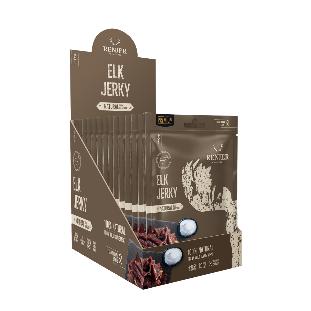 Renjer Elg Jerky med Sjøsalt 25g