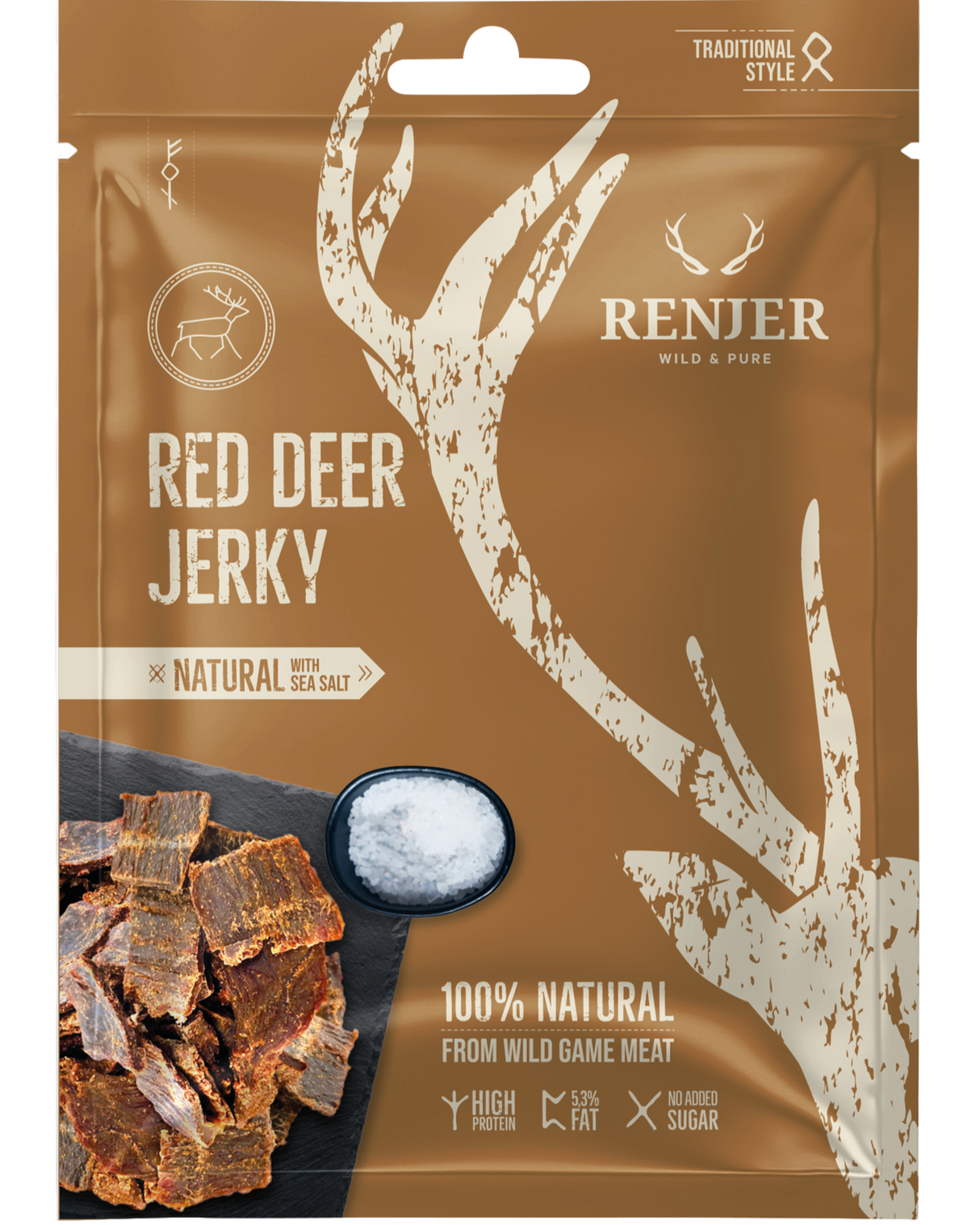 Renjer Hjort Jerky med Sjøsalt 25g