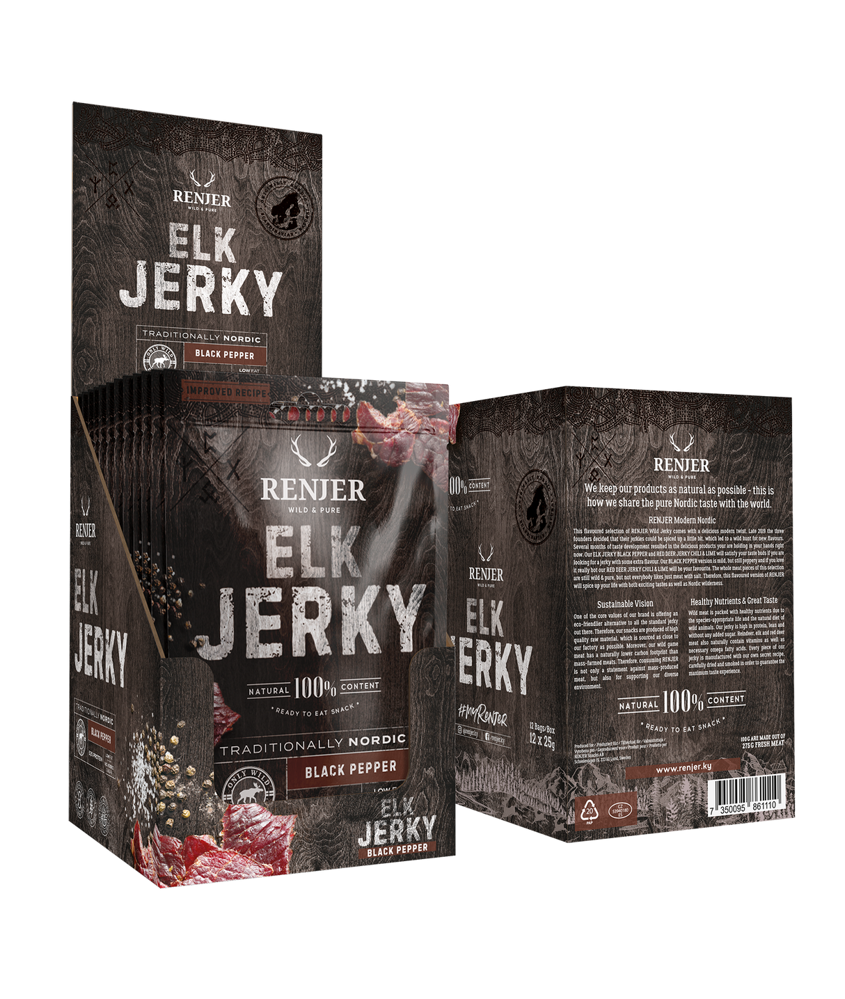 Renjer Elk Jerky with Black Pepper 25g