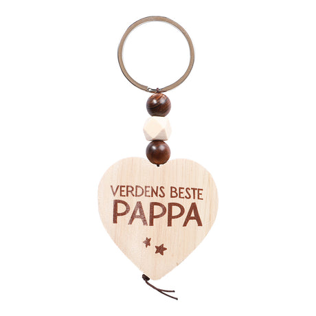 Nøkkelring med trehjerte | Verdens beste mamma, pappa m.fl.
