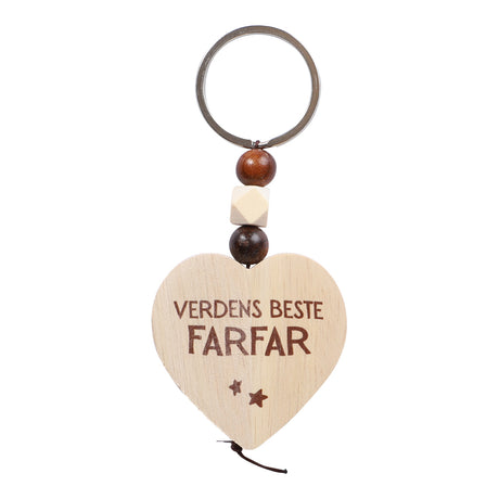 Nøkkelring med trehjerte | Verdens beste mamma, pappa m.fl.