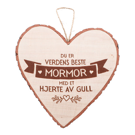 Personlig gave - Hjerteformet Treskilt for vegg og kommode
