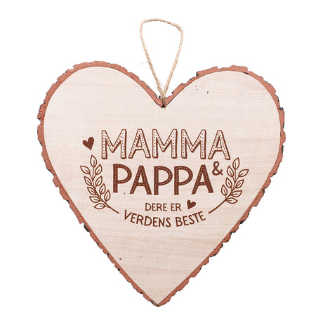 Personlig gave - Hjerteformet Treskilt for vegg og kommode