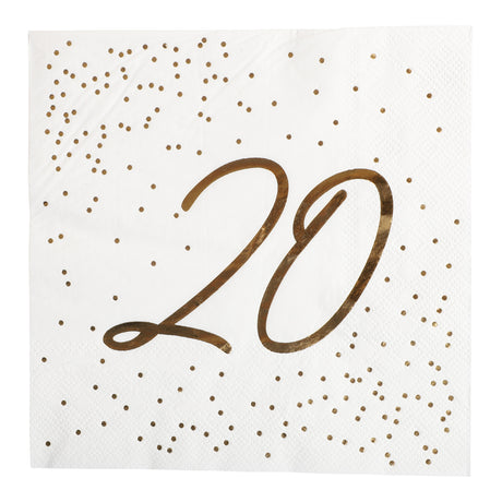 Servietter Gullfolie | 18, 20, 30, 40, 50, 60 og 70 - årsdag | 33x33 cm | 16 - pk