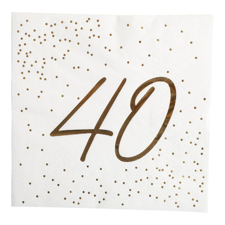 Servietter Gullfolie | 18, 20, 30, 40, 50, 60 og 70 - årsdag | 33x33 cm | 16 - pk