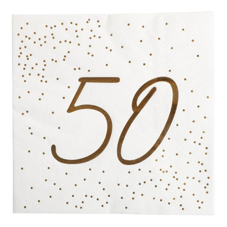 Servietter Gullfolie | 18, 20, 30, 40, 50, 60 og 70 - årsdag | 33x33 cm | 16 - pk