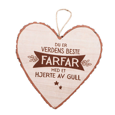 Personlig gave - Hjerteformet Treskilt for vegg og kommode