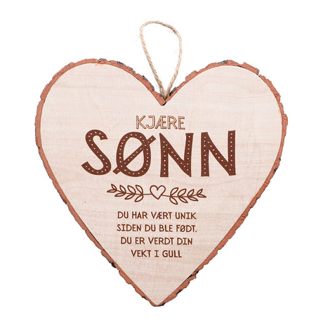 Personlig gave - Hjerteformet Treskilt for vegg og kommode