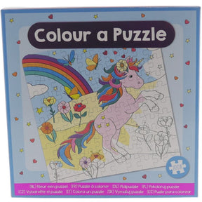 Puslespill Fargelegging Enhjørning 100 brikker | 18x18cm | Mini