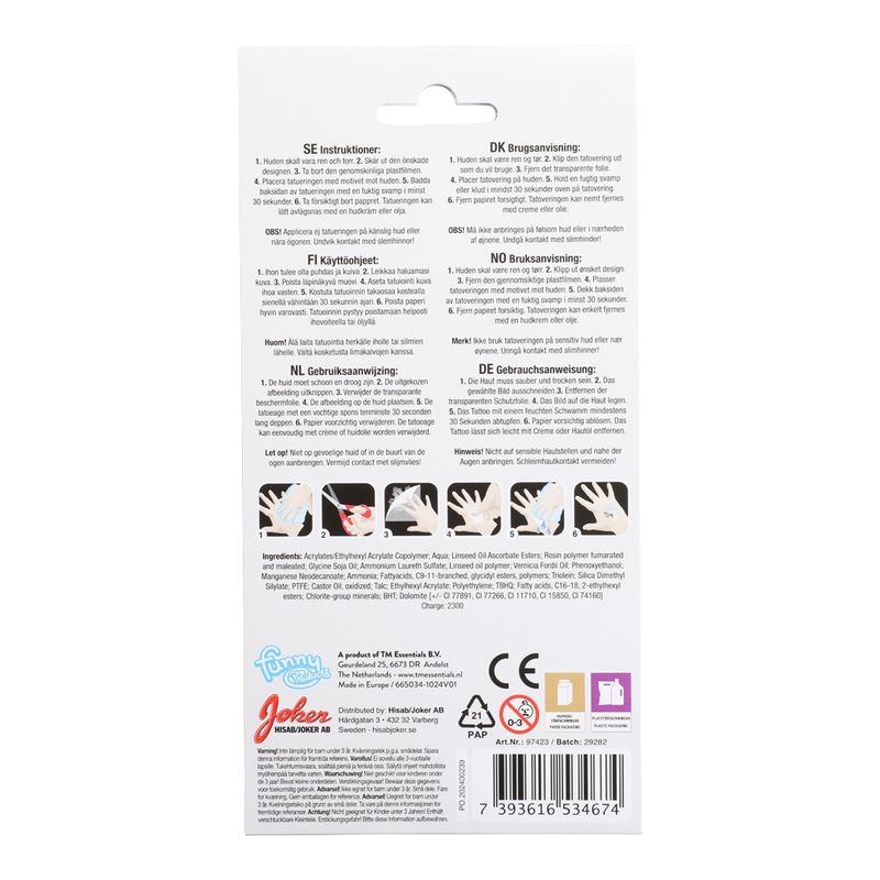 Midlertidige tatoveringer | Fotballtema | 17stk