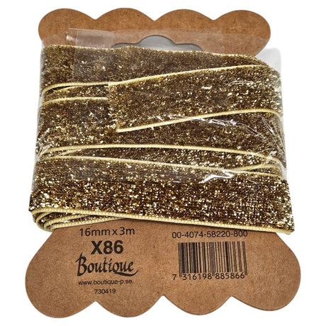 Gull pyntebånd glitrende stoff | Boutique julebånd og dekor