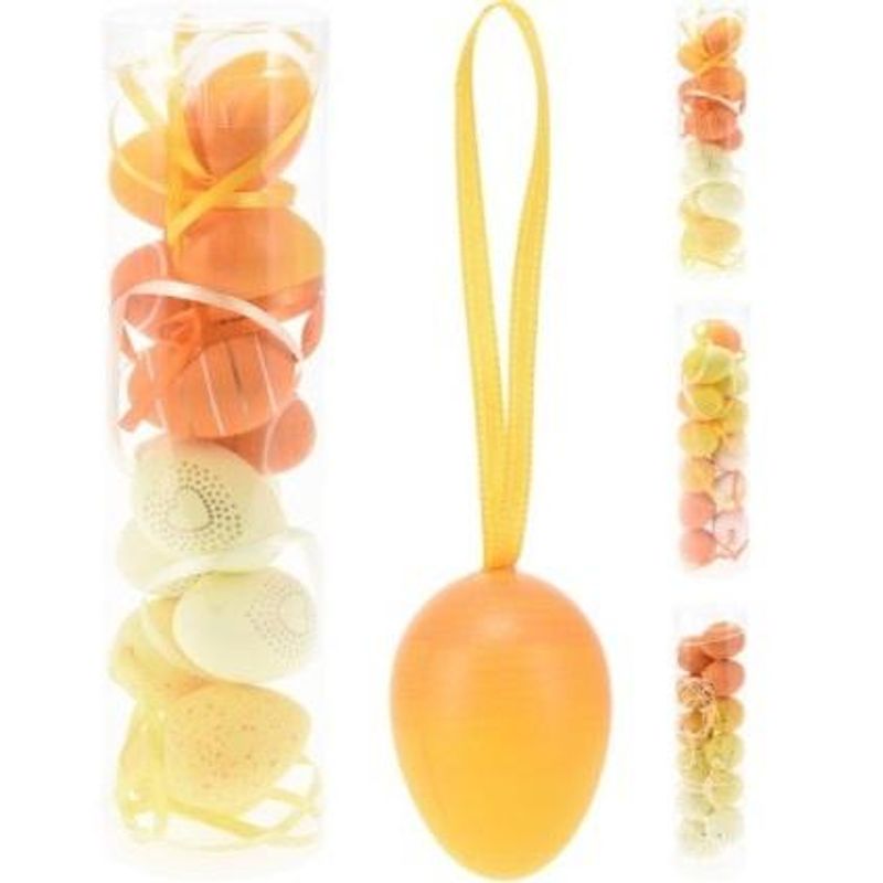 Dekor påskeegg 12 stk med oppheng | Ulike farger og motiver