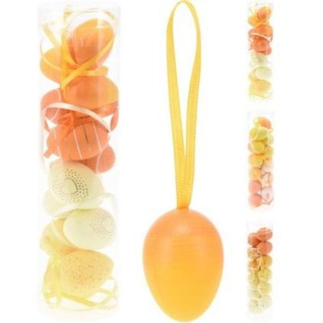 Dekor påskeegg 12 stk med oppheng | Ulike farger og motiver