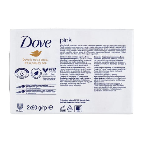 Dove pink bar såpe 2x90g | Mild og fuktighetsgivende beauty bar