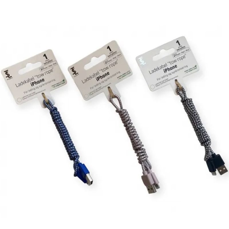 Ladekabel iPhone 1m Apple - godkjent | USB til Lightning | 3 farger