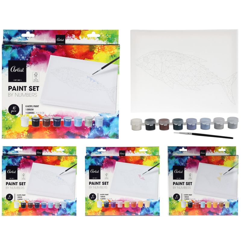 Malesett - Mal etter tall med lerret og maling 24x30cm