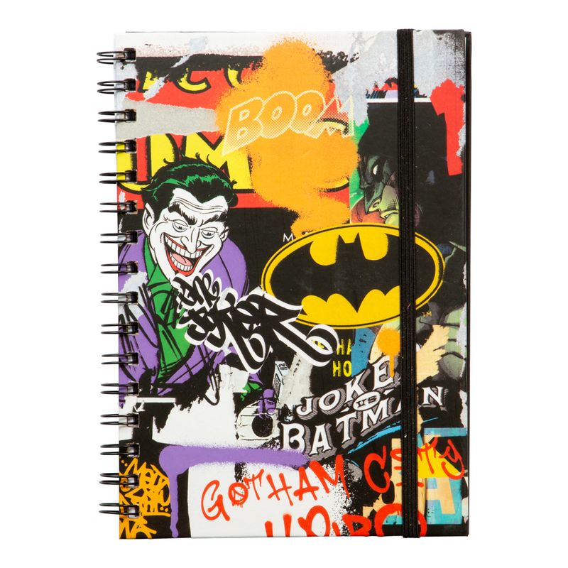 Batman notatbok A5 | Spiralinnbundet skrivebok med elastisk bånd