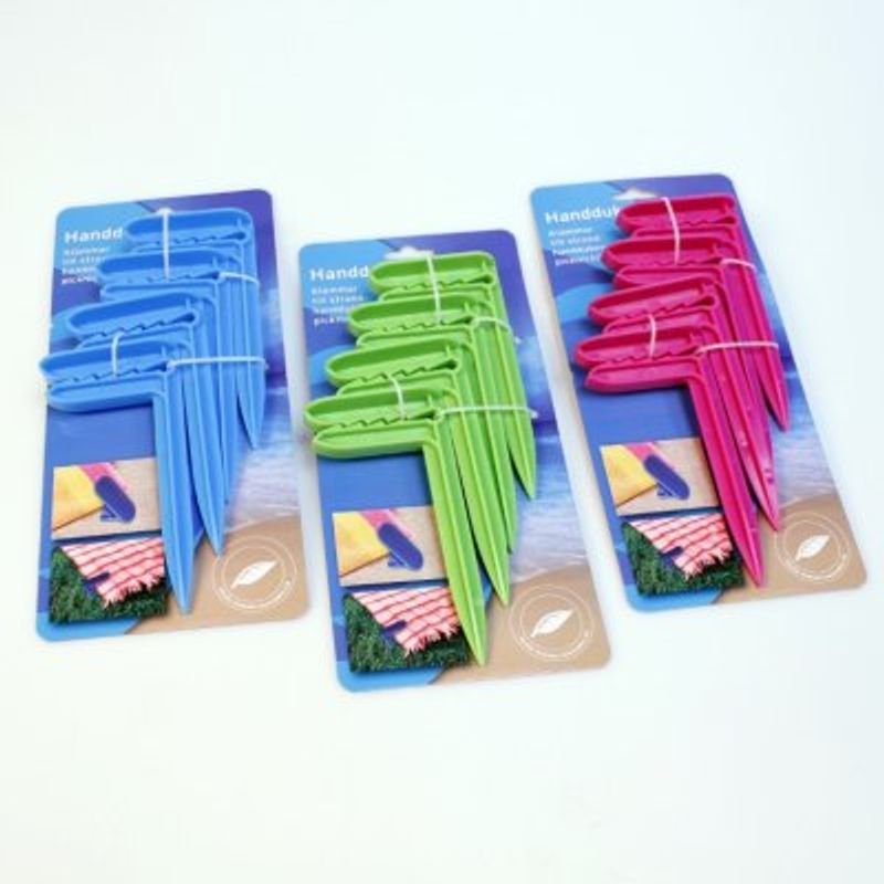 Badehåndkle holder spyd 4pk | Fest håndklet i sand eller gress