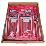 Vidal Sour Straws Jordbær 14x90g | Storpakk surte jordbærsugerør