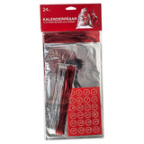 Kalendergaveposer 24stk med merking| Metallic rød og sølv