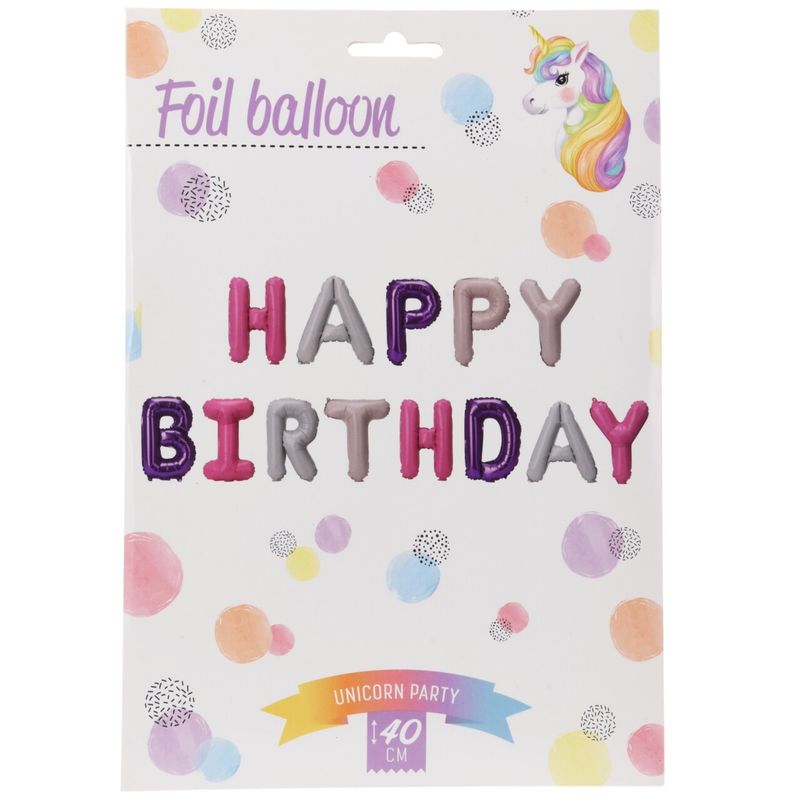 Happy Birthday Folieballonger Multifarget Unicorn
