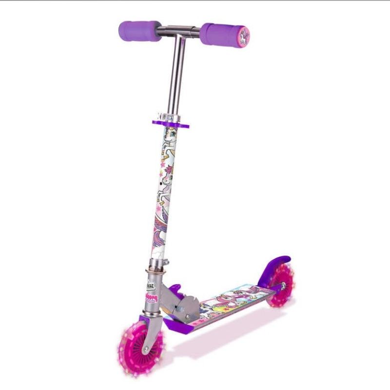 Enhjørning sparkesykkel med lysende hjul 5+