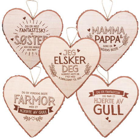 Personlig gave - Hjerteformet Treskilt for vegg og kommode
