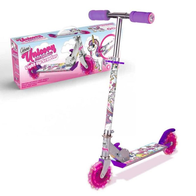 Enhjørning sparkesykkel med lysende hjul 5+