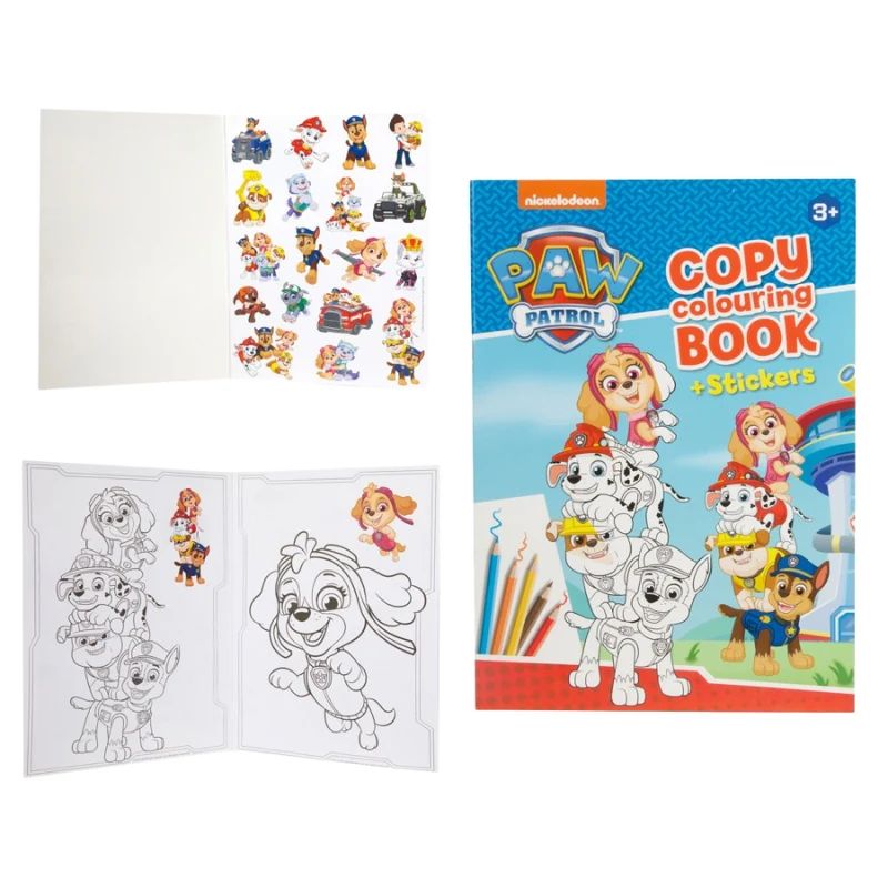 Paw Patrol fargeleggingsbok med klistremerker | A4