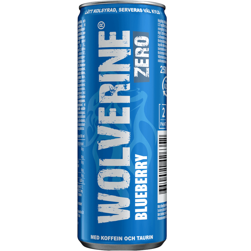 Wolverine Energidrikk Zero Blåbær 25cl